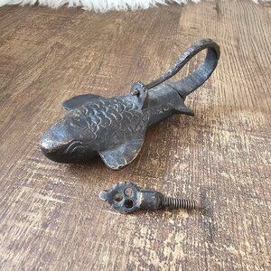 Vintage Fine Brass Fish Shape Screw System Padlock Lock with Key